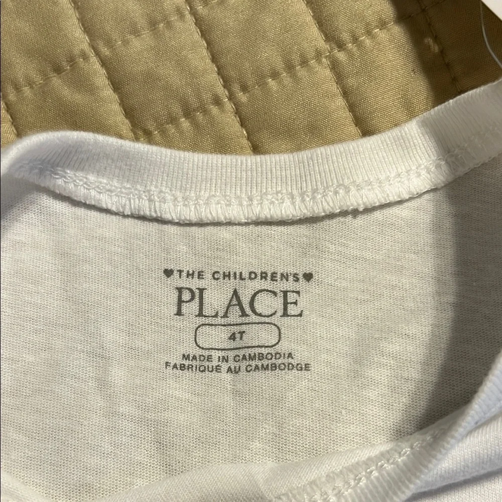 The Children's Place Gold Accented White Tee Short Sleeve